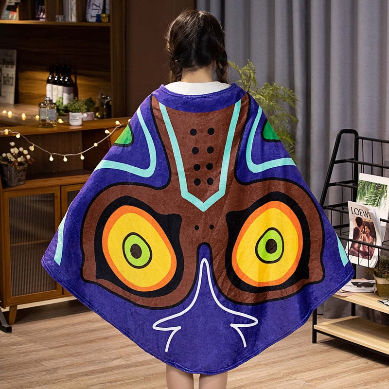 MARUKQW Zelda قطيفة نمط طائرة شراعية بطانية عباءة تأثيري الدعامة L60 بوصة W43 بوصة (أزرق داكن) - Image 2